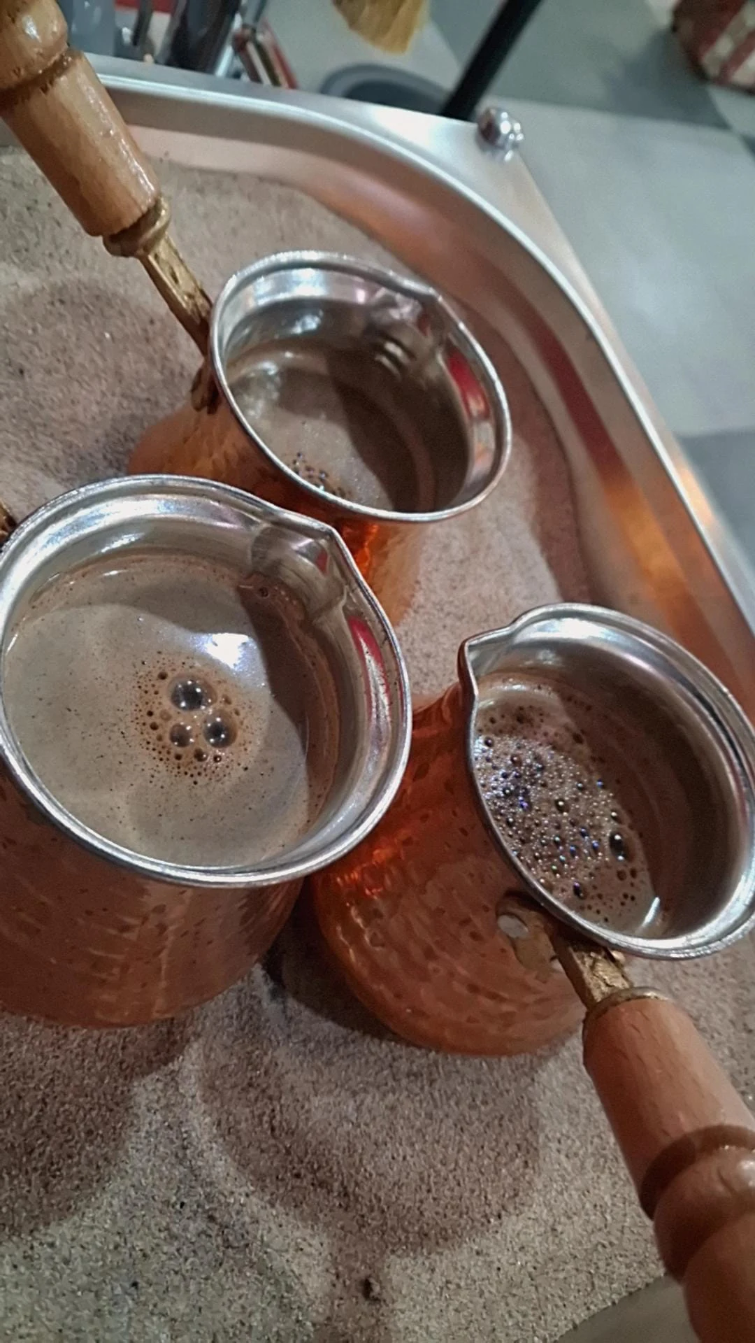 Coffee pots used to prepare Turkish coffee on sand